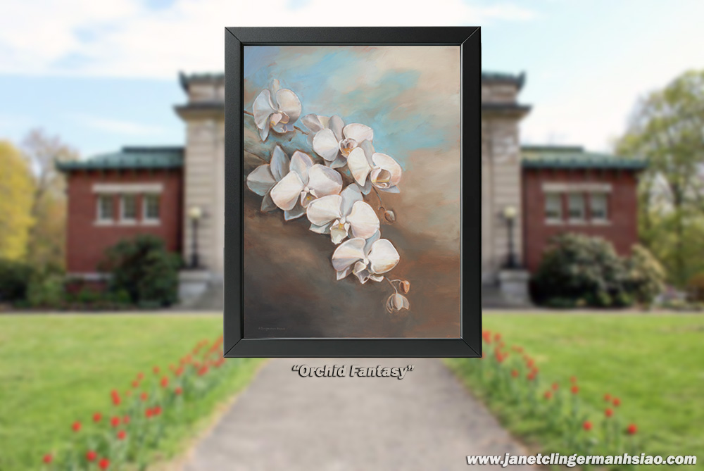 “Orchid Fantasy” is currently on display at the Lawrence Library