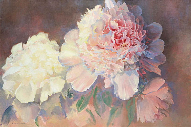 Consider the Peony. 36x24in. Acrylic on gallery wrap canvas. Private collection.